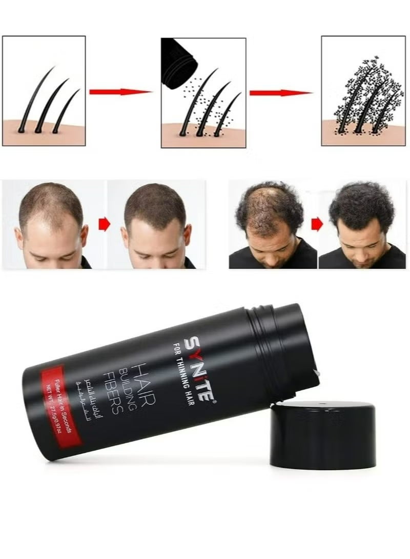 SYNITE Hair Building Fibers for Thinning Hair (Dark Brown) | Hair Powder for Thinning Hair & Bald spots 27.5g Bottle | Fuller Hair Look Thicker in Seconds - Image 3